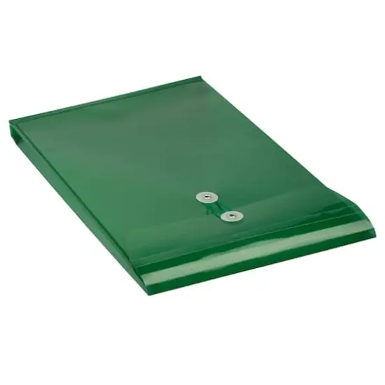 JAM Paper Legal Size Plastic Envelopes with Button & String Tie Closure, 12ct. Green {6}