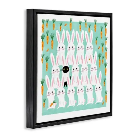 Stupell Industries Cat Mixed with Bunnies Floater Framed Art Black {4}