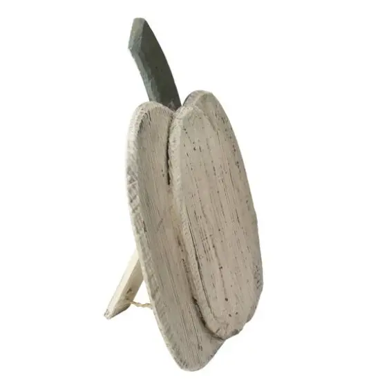 14.5" White Wooden Thanksgiving Pumpkin with Stem {3}