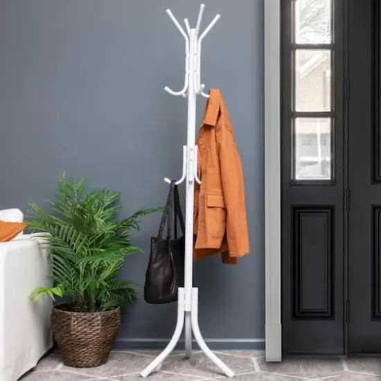 Mind Reader 67" 3-Tier 11-Hook Coat Rack White {6}