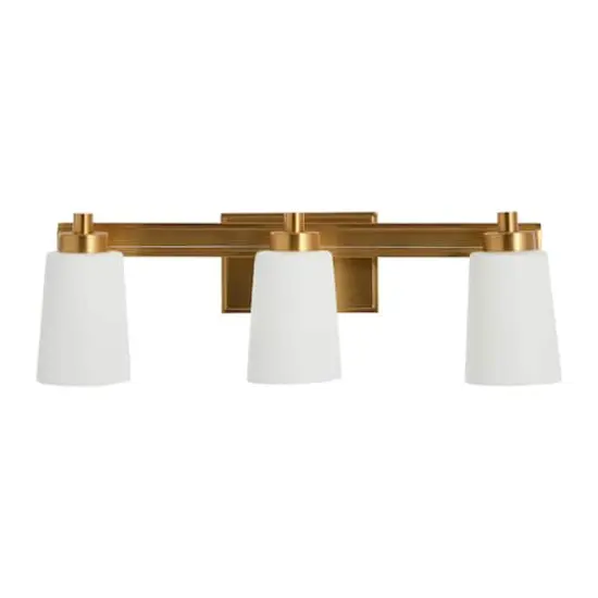 Hello Honey&reg; Robert Stevenson Lighting Sullivan Park Frosted Glass & Metal 3-Light Vanity Brushed Gold {8}