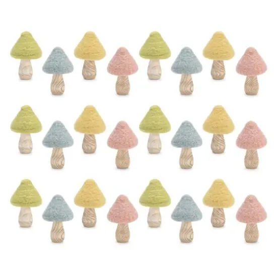 4.25" Felt & Wood Mushroom D&eacute;cor Set {1}