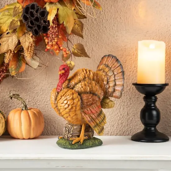 Glitzhome&reg; 9.5" Thanksgiving Resin Turkey Table D&eacute;cor {3}