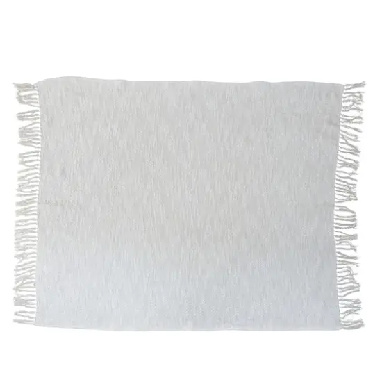 Hello Honey&reg; Cotton Throw Blanket with Silver Metallic Thread and Fringe, Cream {1}