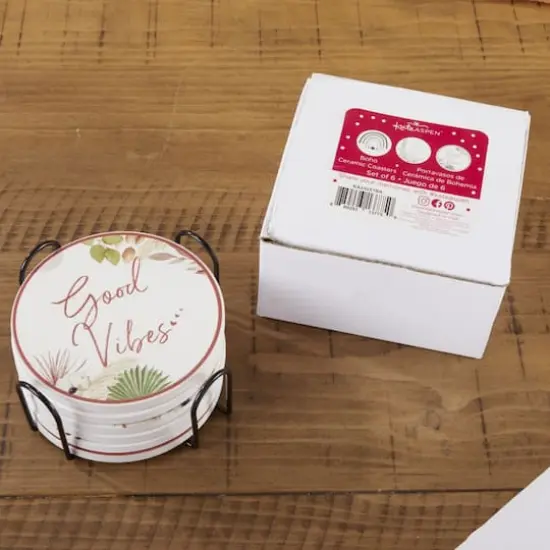 Kate Aspen&reg; Boho Ceramic Coasters with Holder, 6ct. {7}