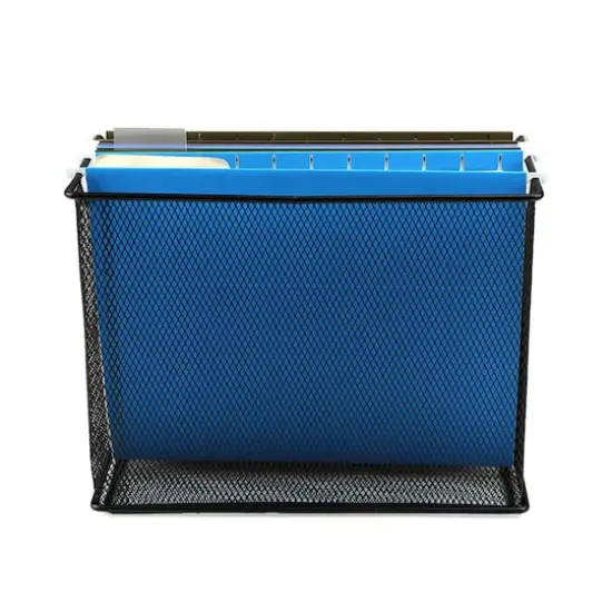 Mind Reader Metal Mesh File Organizer Storage Basket Black {3}