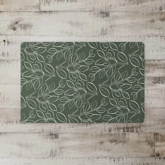 Sage Lined Leaves Floor Mat {3}