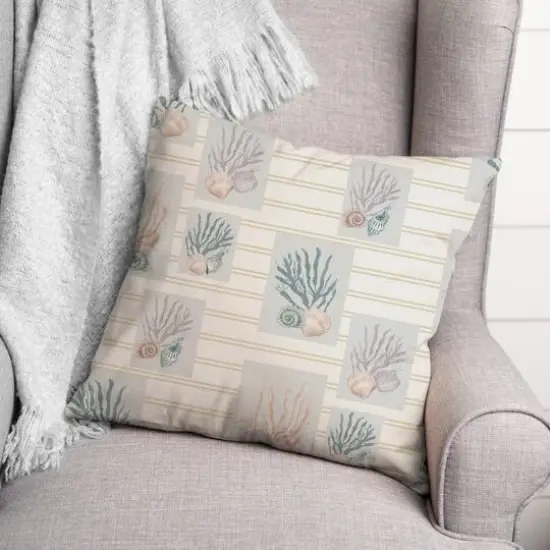 Shell Panels on Stripe Throw Pillow Shell Panels on Yellow Stripe {4}