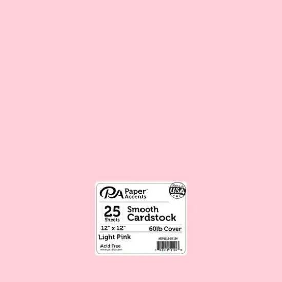 PA Paper&trade; Accents 12" x 12" 65lb. Smooth Cardstock, 25 Sheets Light Pink {1}