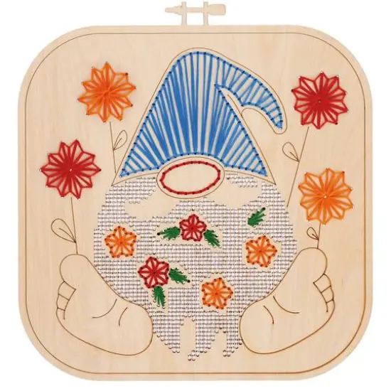 Leisure Arts&reg; Intermediate Floral Gnome Wood Stitchery Kit {7}