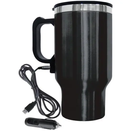 Brentwood GEOJUG 16oz. Black Stainless Steel 12V Heated Travel Mug {1}