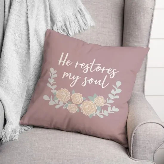 He Restores My Soul Pillow 2 18" x 18" Throw Pillow {4}