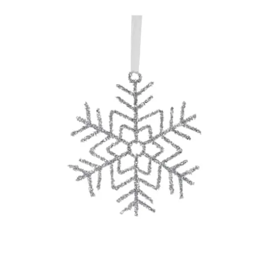 Glittered Silver Snowflake Wire Ornament Set {6}