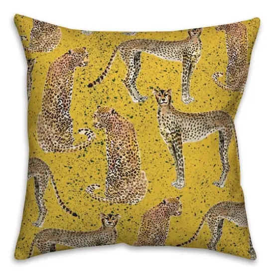 Cheetahs Indoor/Outdoor Throw Pillow Yellow {1}