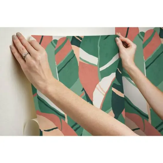 RoomMates Hearts of Palm Peel & Stick Wallpaper Green/Red {11}
