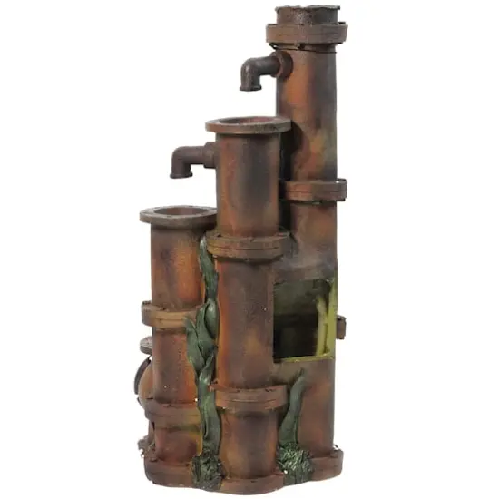 23.5" Rusted Cascading Pipes Outdoor Patio Garden Water Fountain {4}