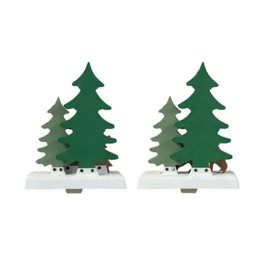 Glitzhome&reg; 6.5" Christmas Reindeer & Bear Stocking Holder Set {7}