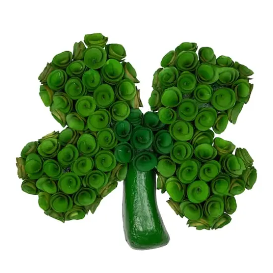 14.5" Green Four Leaf Clover Wood Floral Decoration {1}