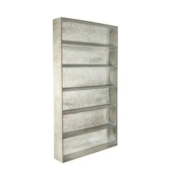 Hello Honey&reg; 35.5" Distressed Gray Metal 6 Tier Wall Shelf {3}