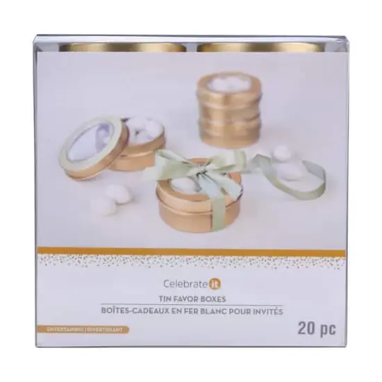 2.5" Gold Round Tin Favor Boxes, 20ct. by Celebrate It&trade; {1}