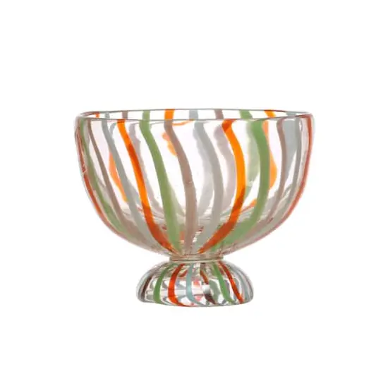 Hello Honey&reg; 6.75" Multicolor Stripes Hand-Painted Glass Footed Bowl {1}