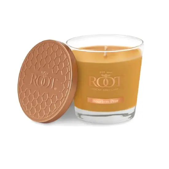 Root Candles 6.3oz. Small Scented Honeycomb Veriglass Jar Candle Bourbon Pear {1}