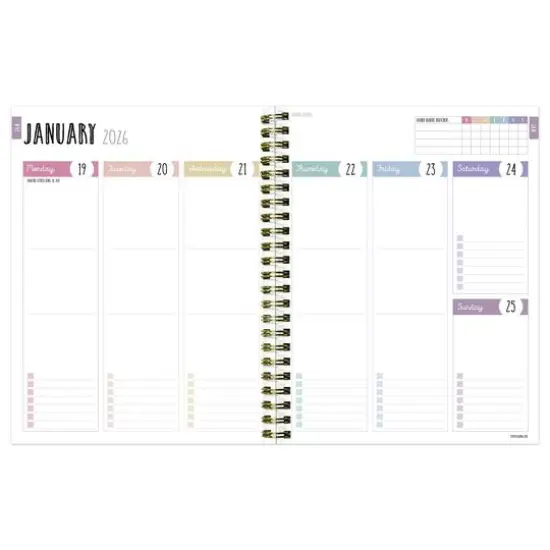 2026 Blue and Gold Lines Medium Weekly Monthly Planner {4}