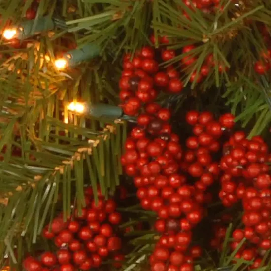 9' X 14" Pre-lit Decorative Collection Valley Pine Artificial Christmas Garland with Red Berries and 50 Soft White Battery Operated LEDs with Timer {4}