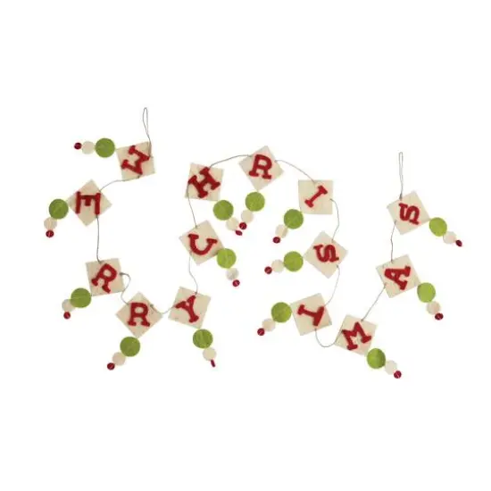 Hello Honey&reg; 6ft. Red & Green Wool Felt Merry Christmas Garland {3}