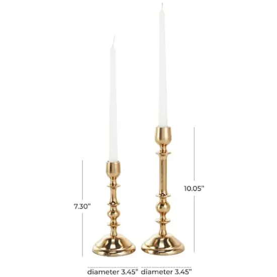 Gold Aluminum Metal Candle Holder Set {8}