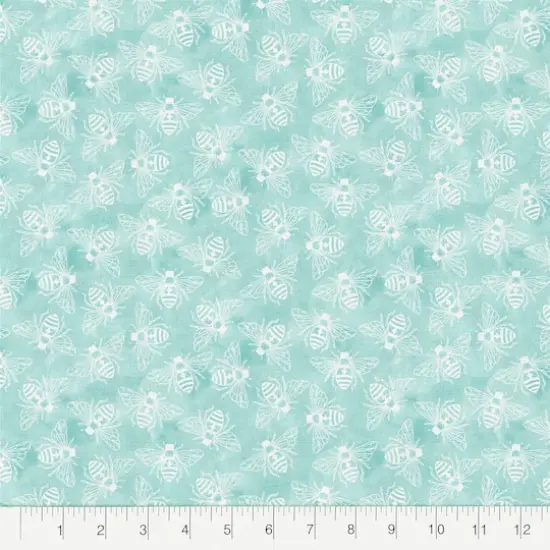 Fabric Editions Turquoise Buzzing Bees Cotton Fabric {3}