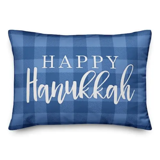 Happy Hanukkah Buffalo Check 14x20 Spun Poly Pillow {1}