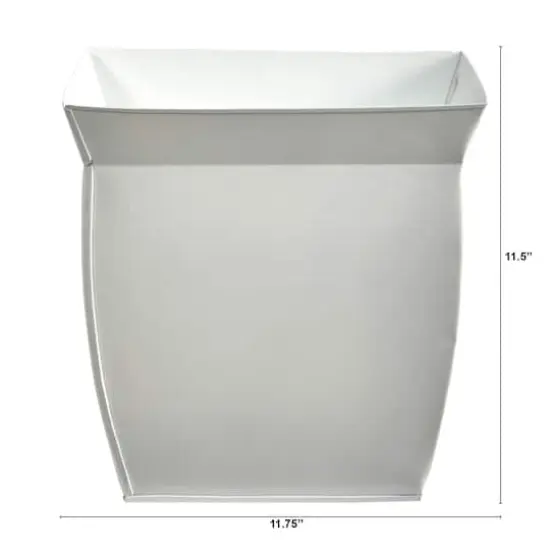 11.5" White Fluted Metal Square Planter {3}
