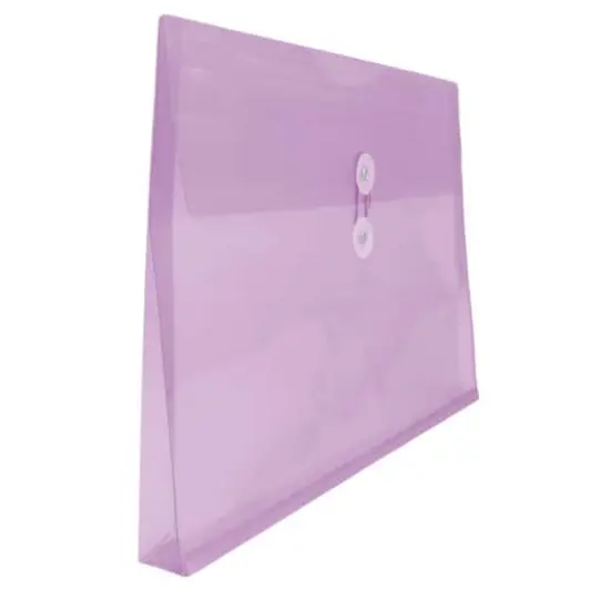 JAM Paper 9.75" x 14.5" Button & String Tie Closure Plastic Envelopes, 12ct. Lilac Purple {5}