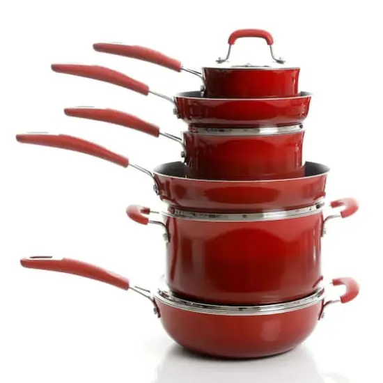 Kenmore&reg; Elite Andover 10-Piece Red Gradient Nonstick Aluminum Cookware Set {8}