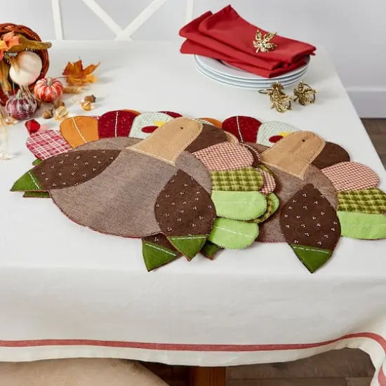 DII&reg; Embroidered Turkey Placemat Set {10}