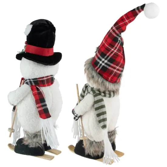 15" Winter Skiing Snowmen Christmas Table Top Decoration Set {10}