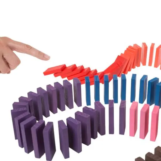 Toy Time Colorful Wooden Dominoes Block Set {8}