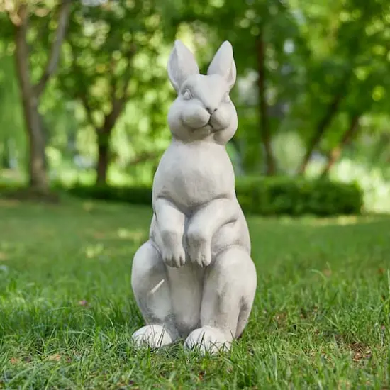Glitzhome&reg; 22.75" MGO White Standing Rabbit Statue {3}