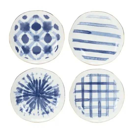 7" Coastal Tie-Dye Design Ceramic Plate Set {1}