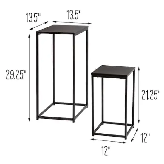 Honey Can Do Square Black Side Tables Set {5}