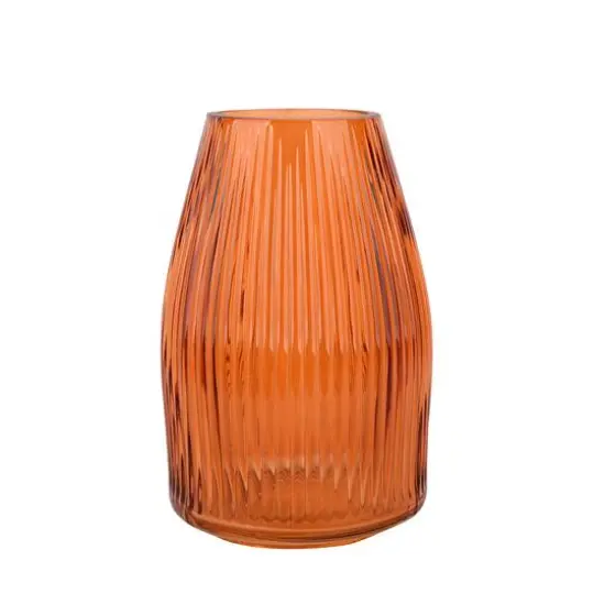 7" Ribbed Glass Vase by Ashland&reg; Orange {1}