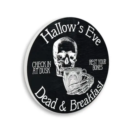 Stupell Industries Black Hallow's Eve Halloween Sign Wall Plaque Art {1}