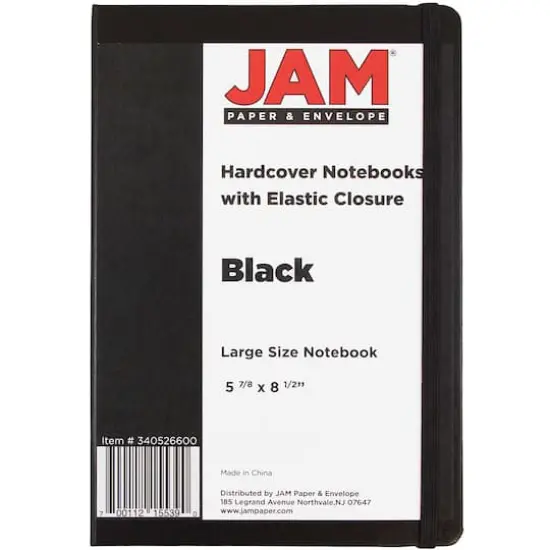 JAM Paper Large Hardcover Notebook with Elastic Band Black {4}