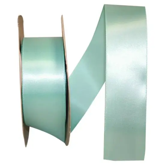JAM Paper 1.5" x 50yd. Single Face Satin Ribbon Aqua {1}