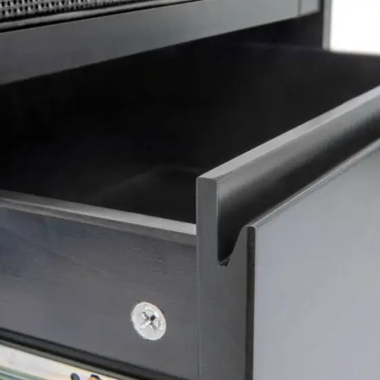 Hello Honey® Crawford 24" Nightstand with Storage Drawers and Natural Woven Cane Detail Black Satin and Black {13}