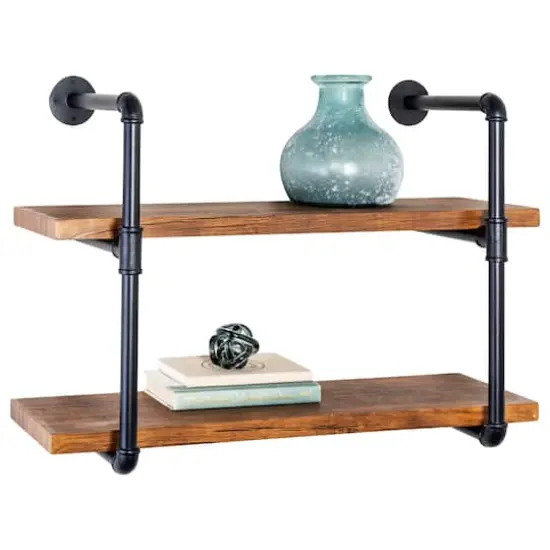 Honey Can Do Black 2-Tier Industrial Wall Shelf {5}