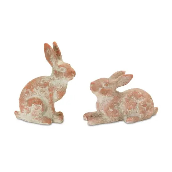 Distressed Garden Rabbit Statue Set {1}