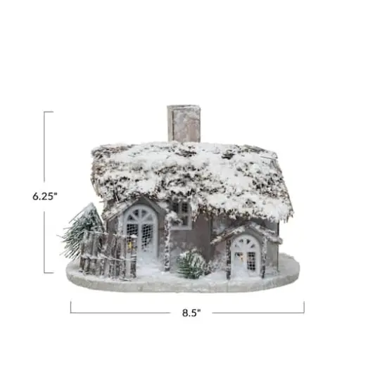 Hello Honey&reg; 8.5" Twig & Paper Cabin with Faux Snow & LED Light {5}