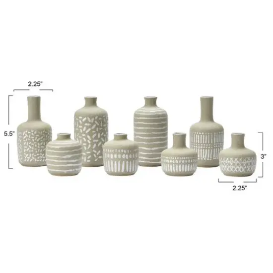 Hello Honey&reg; Mixed Pattern Taupe & Silver Stoneware Vase Set {5}